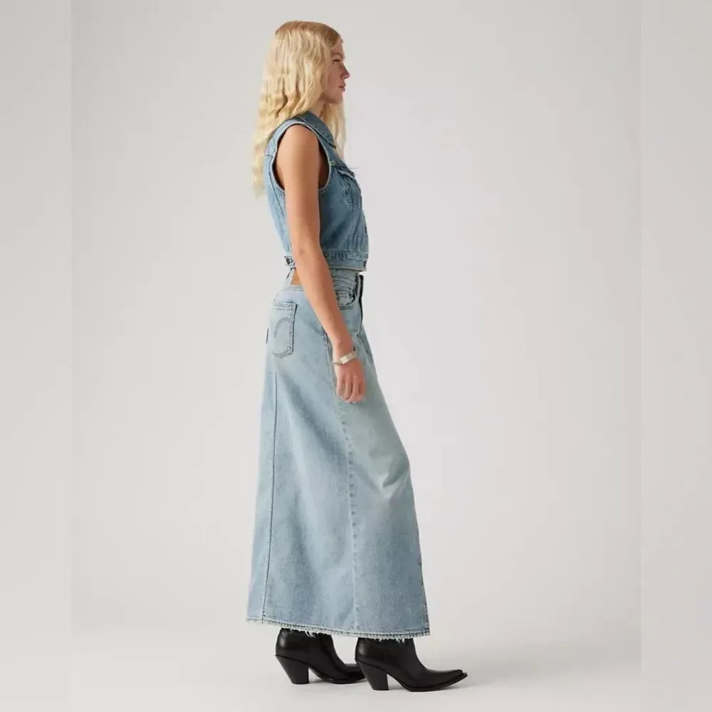 LEVI’S ANKLE COLUMN SKIRT in Vintage Blue